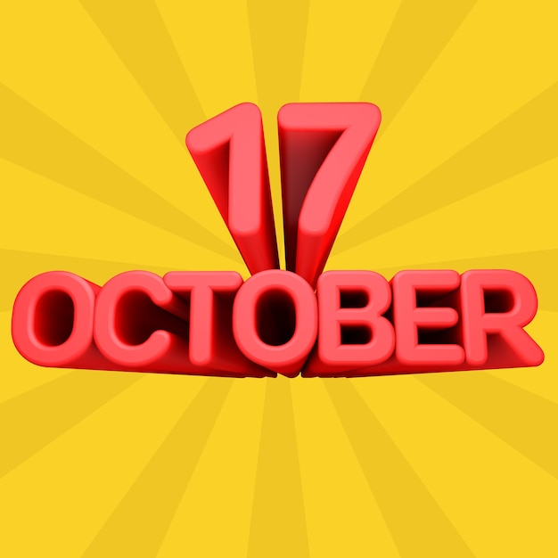 Una bella illustrazione 3d con il giorno di ottobre su sfondo sfumato