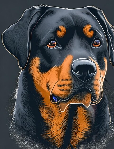 Una bella illustrazione di un cane rottweiler femmina