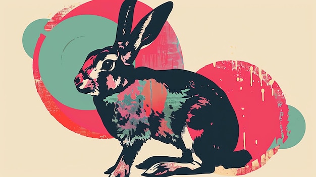 Una bella illustrazione di un coniglio perfetta per essere usata come carta da parati o per stampare su carte, tazze e altri oggetti