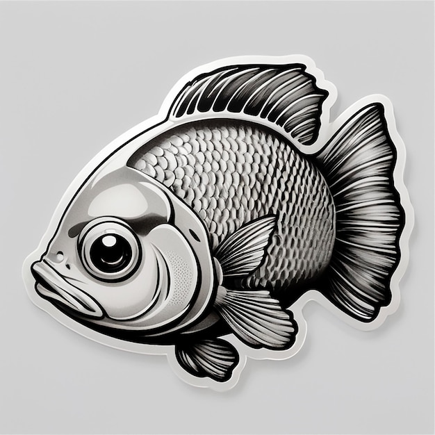 Una bella immagine di design di adesivi di pesci in bianco e nero