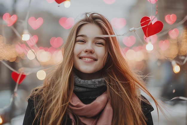 Una bella ragazza al servizio fotografico di San Valentino