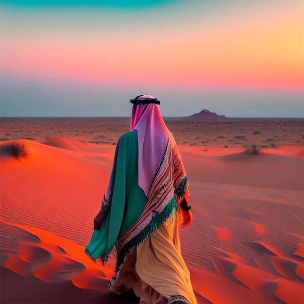 Una bella ragazza araba nel deserto