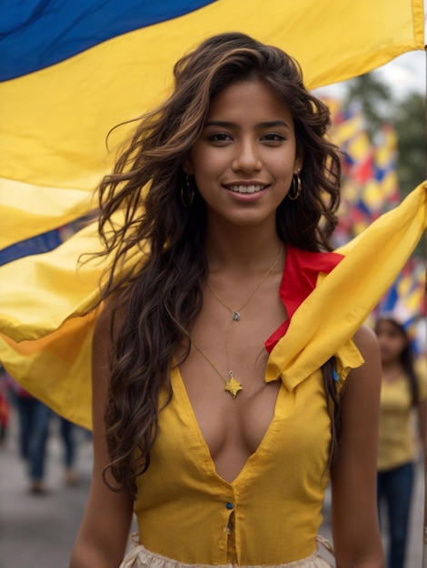 Una bella ragazza colombiana in un festival