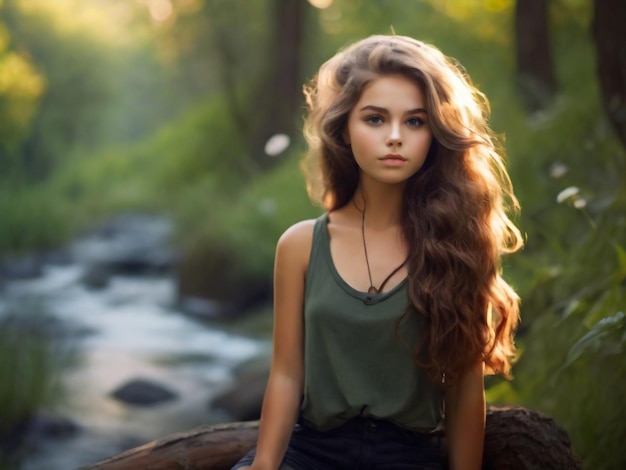 Una bella ragazza in natura