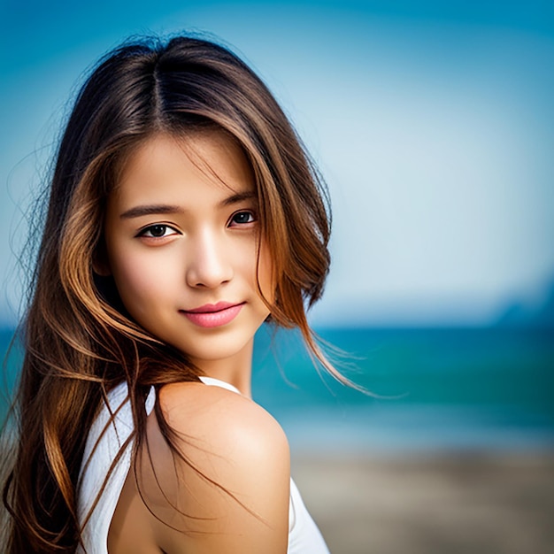 Una bella ragazza in spiaggia