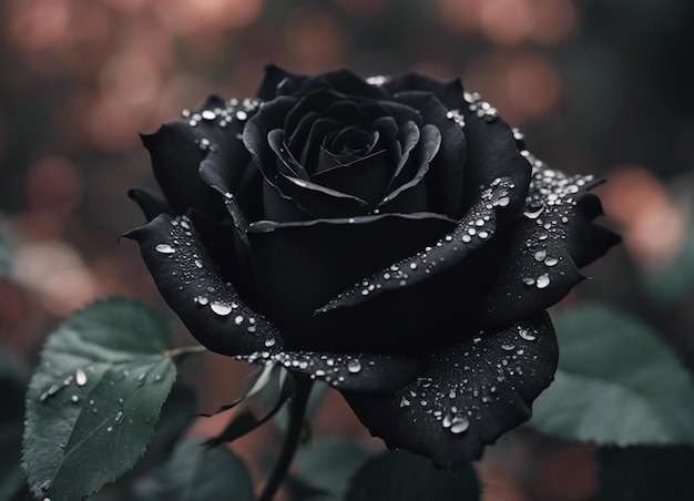una bella rosa nera scattata da vicino sullo sfondo di una foto realistica a 4k