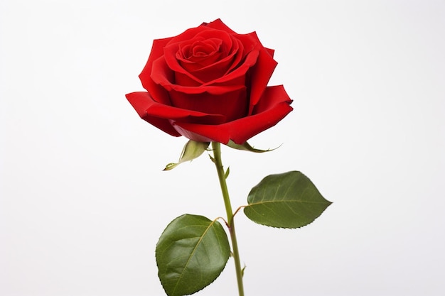 Una bella rosa rossa su bianco