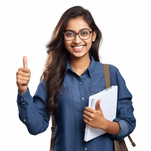 una bella studentessa sorridente in possesso di un libro Fotografia