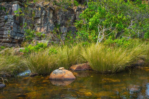 Una bella vista della cascata in Chapada dos Veadeiros Alto Paraiso Goias Brasile