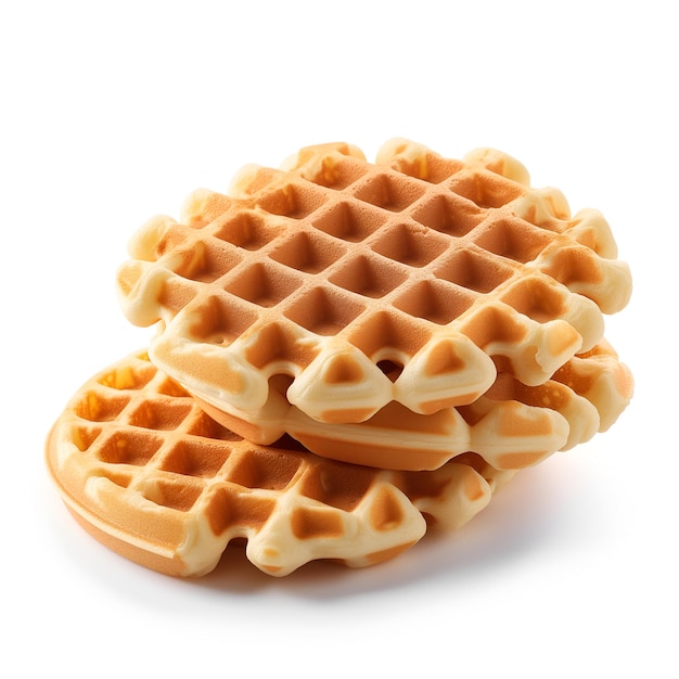 Una bella waffle per la colazione su uno sfondo bianco.