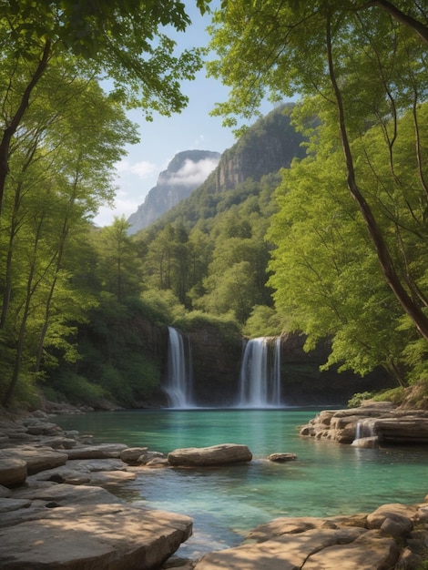 Una bellissima cascata nel bosco