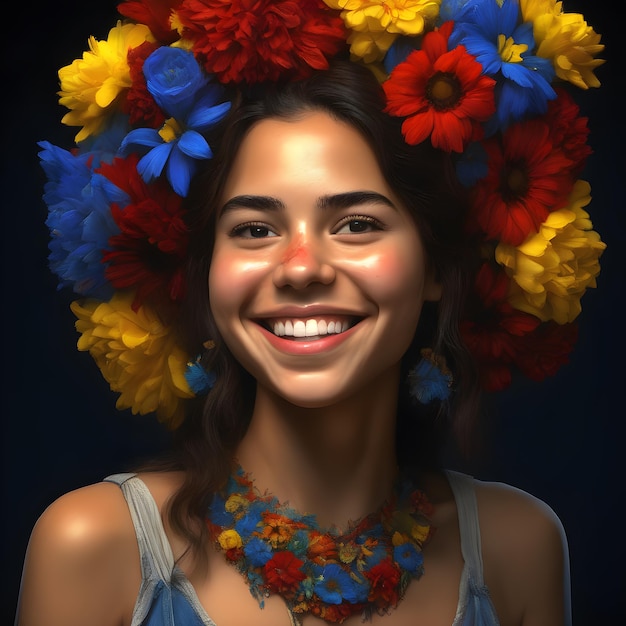 Una bellissima donna colombiana di 19 anni con il sorriso perfetto, la più felice del mondo.