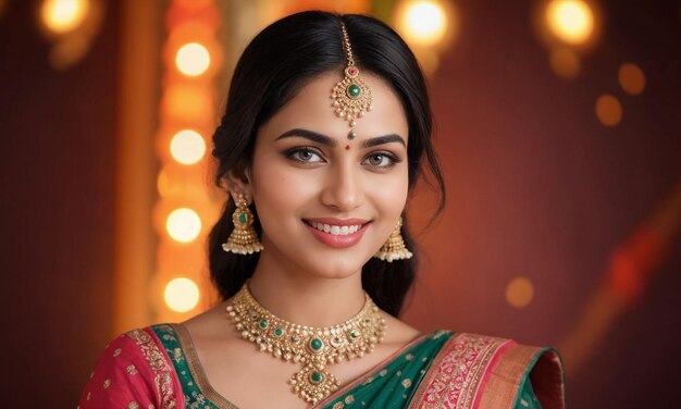 Una bellissima donna indiana di lusso in sari