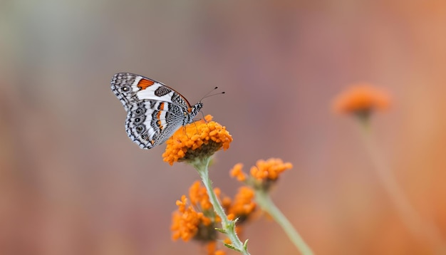 Una bellissima farfalla con texture interessanti su un'arancia