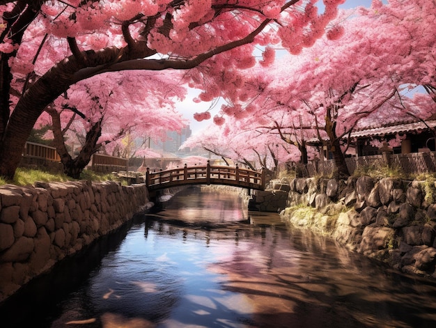 Una bellissima foto digitale del paese dei fiori di ciliegio del Giappone