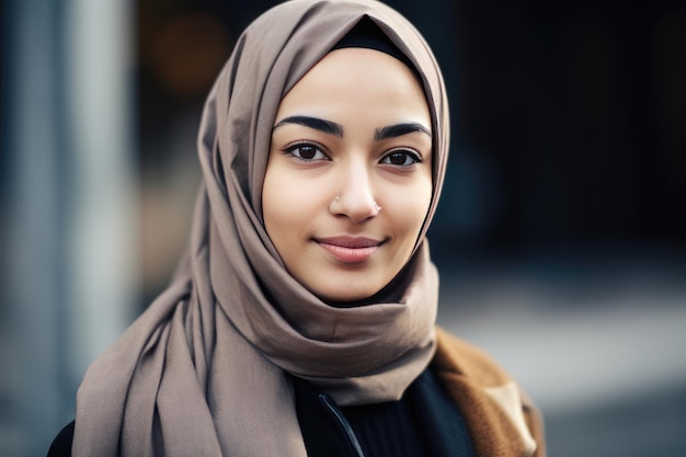 Una bellissima giovane donna con un hijab che le copre la testa IA generativa