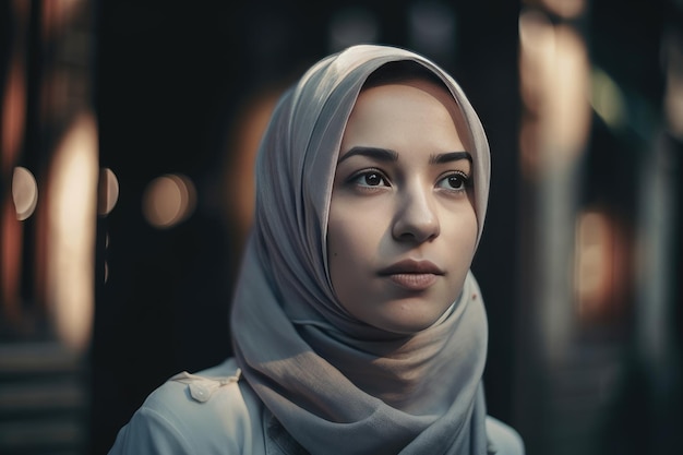 Una bellissima giovane donna con un hijab che le copre la testa IA generativa