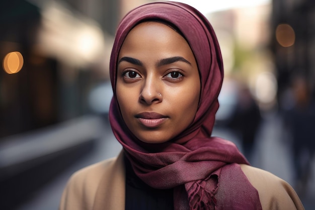 Una bellissima giovane donna con un hijab che le copre la testa IA generativa