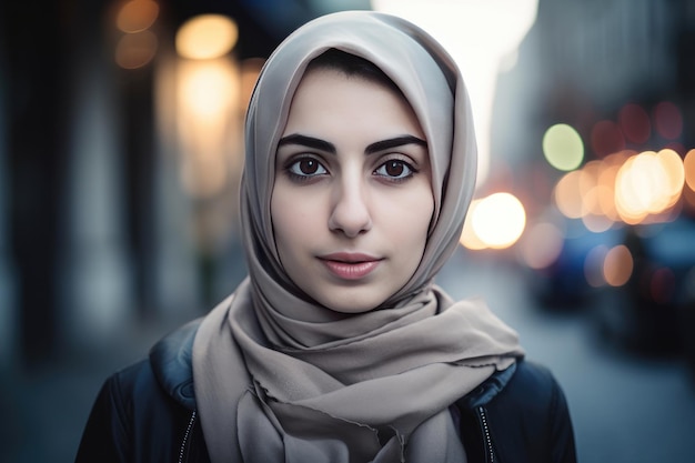 Una bellissima giovane donna con un hijab che le copre la testa IA generativa