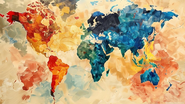 Una bellissima mappa del mondo con colori vivaci