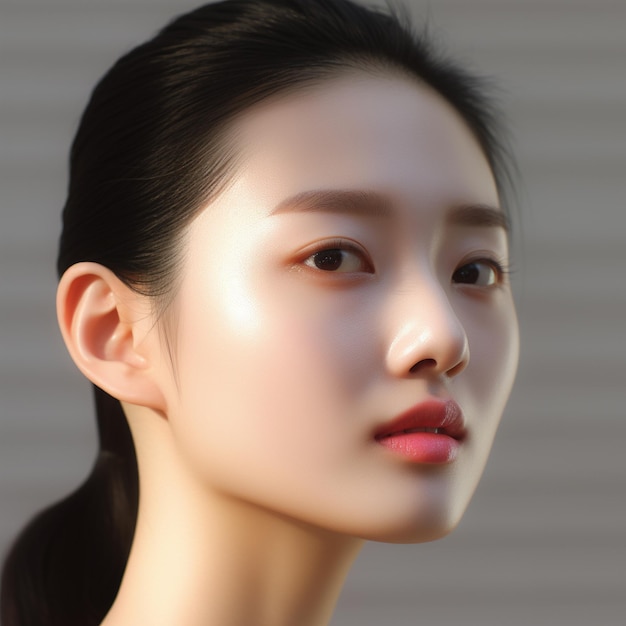 Una bellissima ragazza cinese con una pelle ricca e un aspetto fresco.
