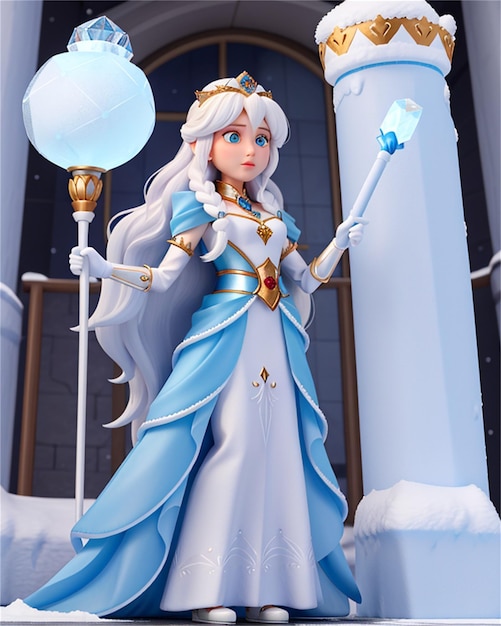 una bellissima statuetta di una principessa con un globo luminoso.