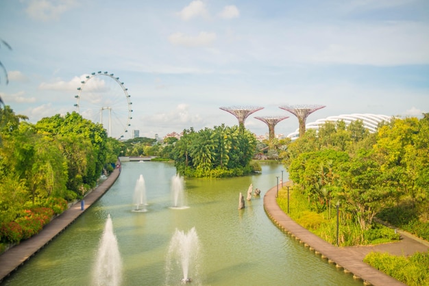 Una bellissima vista dei giardini sulla baia situata a Singapore