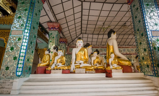 Una bellissima vista dei templi di Shwedagon Padoga situati a Yangon Myanmar