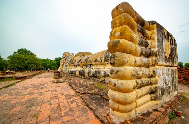 Una bellissima vista del tempio buddista di Ayutthaya in Thailandia