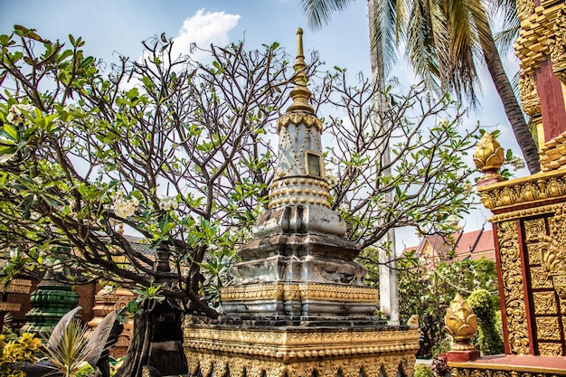 Una bellissima vista del tempio buddista situato a Siem Reap in Cambogia