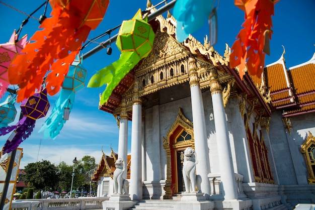 Una bellissima vista del tempio di marmo a Bangkok in Thailandia