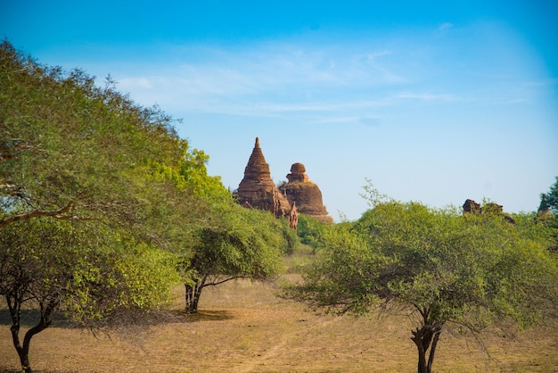 Una bellissima vista della destinazione turistica di Bagan in Myanmar