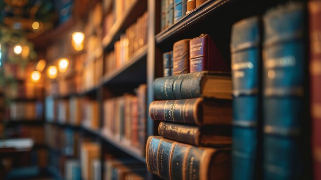 Una biblioteca con tanti libri in modo non focalizzato L'intelligenza artificiale generativa