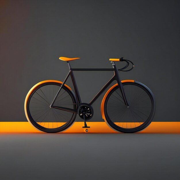 una bicicletta con rivestimento arancione e rivestimento arancione è seduta sul pavimento.