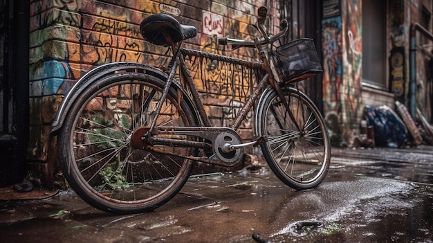 Una bicicletta con sopra un cestino