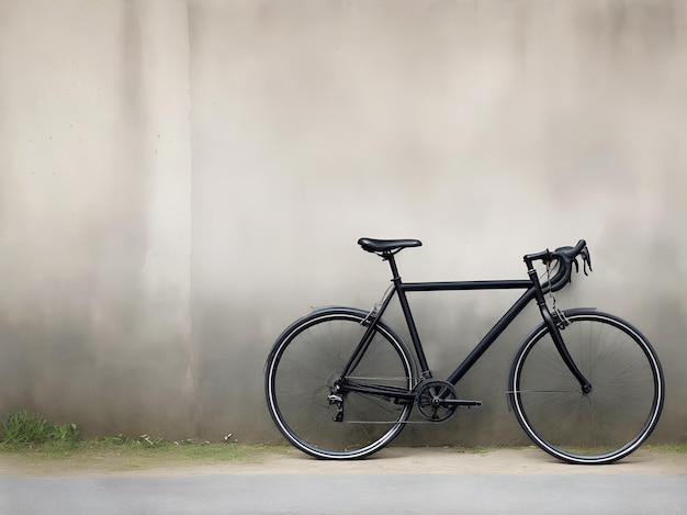 Una bicicletta su un muro bianco con spazio per la copia