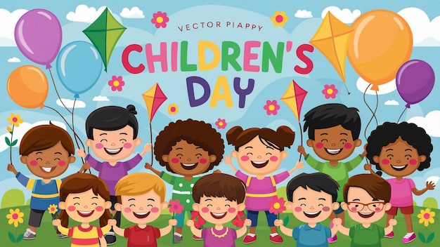 una biglietta di auguri per la festa dei bambini con la giornata dei bambini scritta dai bambini