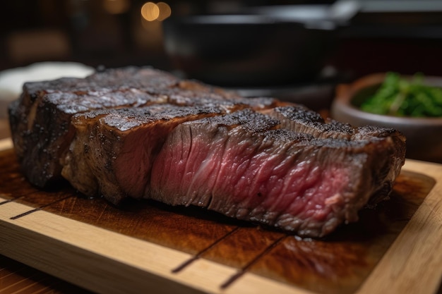 Una bistecca wagyu succosa e saporita scottata alla perfezione