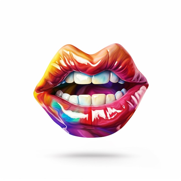 Una bocca multicolore della ragazza di arte di clip delle labbra