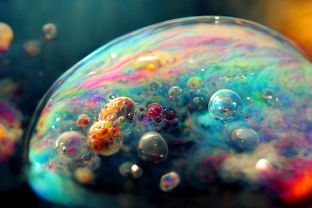 Una bolla con uno sfondo color arcobaleno