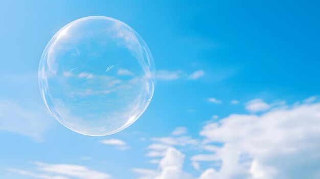 Una bolla di sapone nel cielo blu