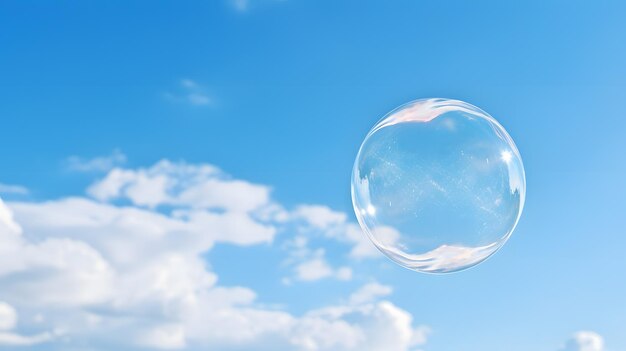 Una bolla di sapone nel cielo blu