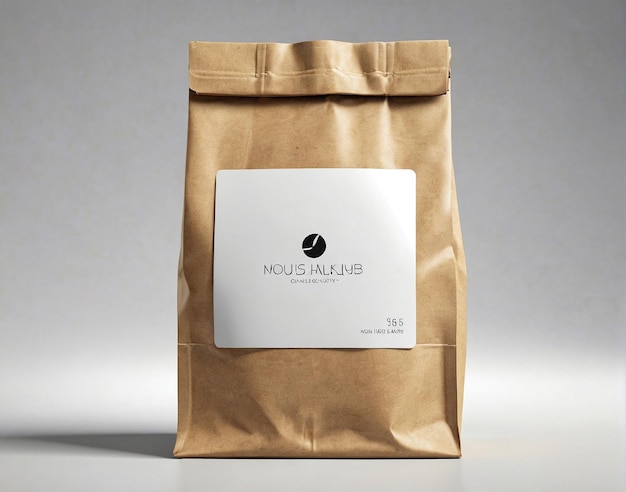una borsa di caffè con un'etichetta bianca