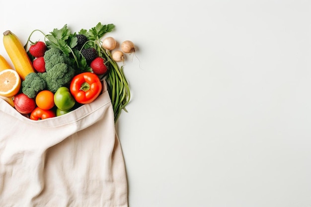 una borsa di verdure con uno sfondo bianco con un'etichetta che dice fresco