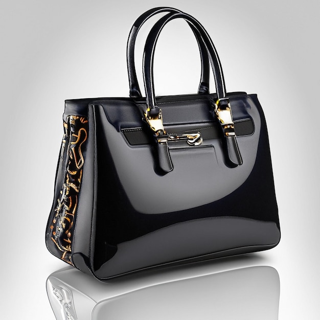 una borsa nera con maniglie d'oro e una borsa nero.
