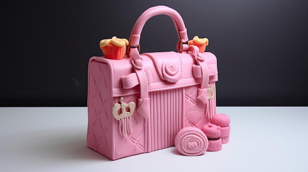 Una borsa rosa con un manico che dice "buon compleanno".