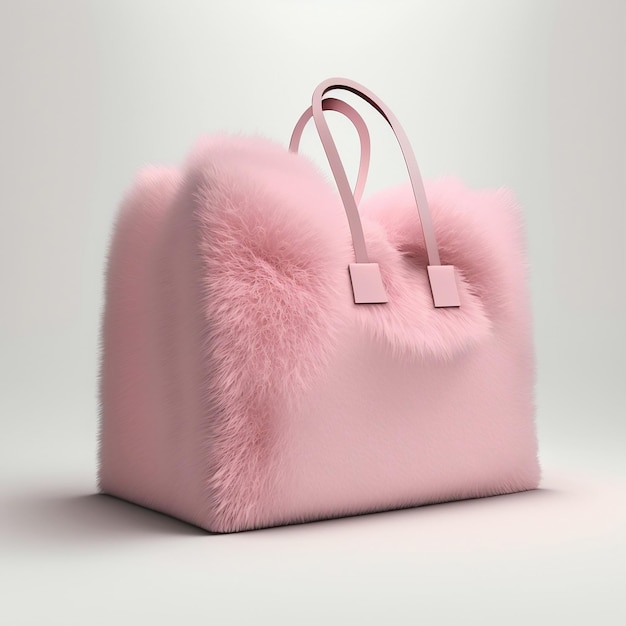 Una borsa rosa con una pelliccia