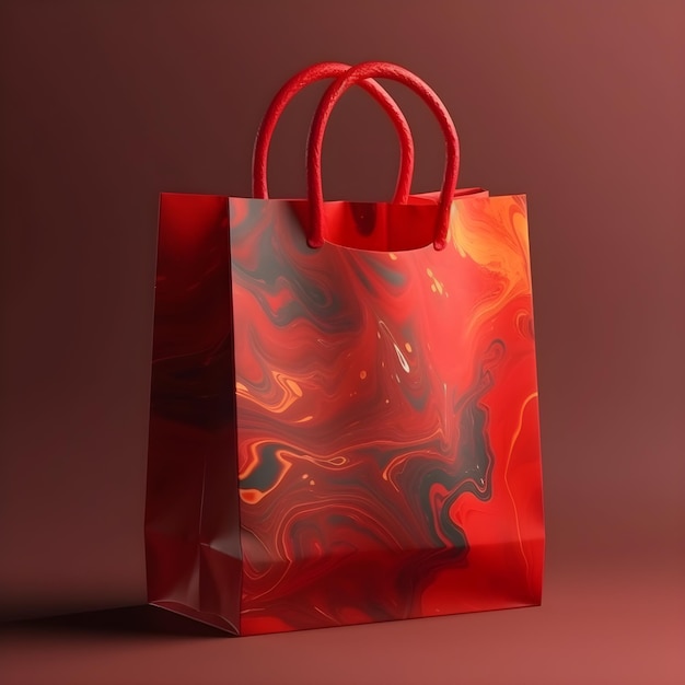 Una borsa rossa con un manico rosso con su scritto "marmo".