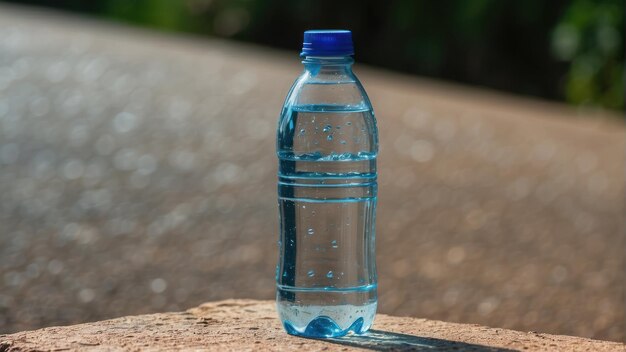 Una bottiglia d'acqua fredda in una giornata di sole