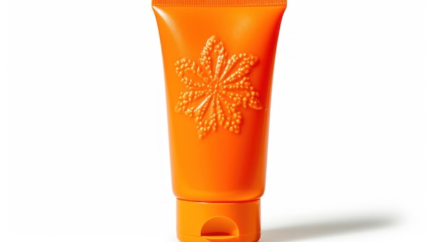 una bottiglia di gadget arancione con un disegno di fiocchi di neve sulla parte superiore.